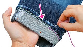 La meilleure astuce de couture : comment ourler un jean sans couper l’ourlet d’origine ! Miarti 🧵✂️