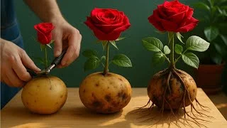 Pon una rosa en una papa/ La rosa hace crecer inmediatamente 999 raíces en una noche
